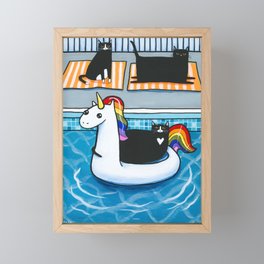 Unicorn Pool Floatie Framed Mini Art Print
