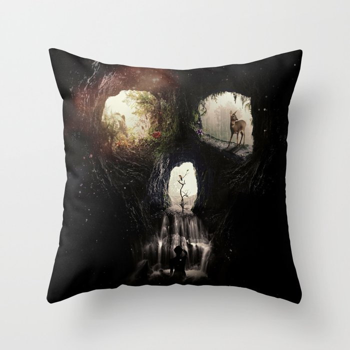Cave Skull Throw Pillow