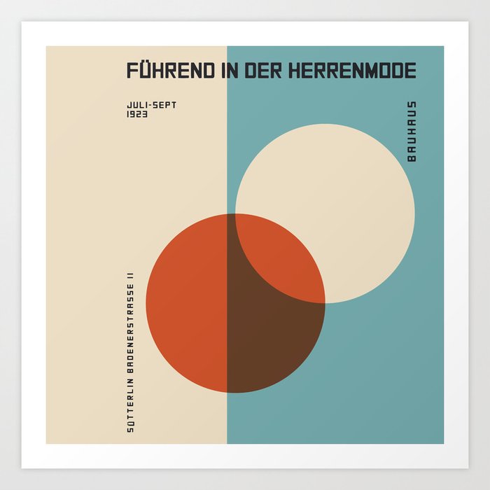 Bauhaus Poster 2 Overlapping Circles Art Print