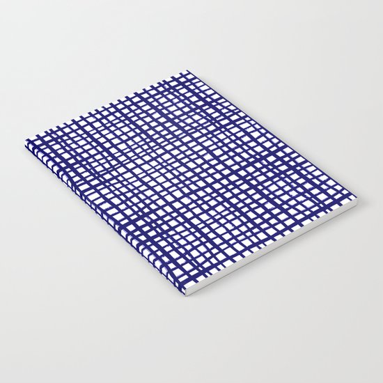 Grid indigo blue bold dramatic modern minimal abstract painting lines gridded pattern print minimal Notebook