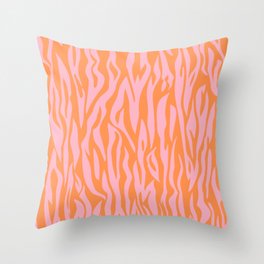 Orange and Pink Animal Print Zebra Throw Pillow