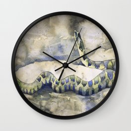 Northern Water Snake colorful watercolor painting- watercolor giclee prints Wall Clock