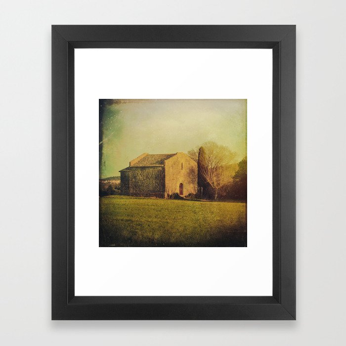 A cute small stone house without windows Framed Art Print