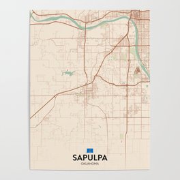 Sapulpa, Oklahoma, United States - Vintage City Map Poster