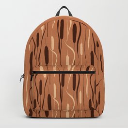 Cattails (Rust) Backpack | Closeup, Illucalliart, Natural, Graphicdesign, Cattail, Botanical, Landscape, Wetland, Outdoors, Leaves 