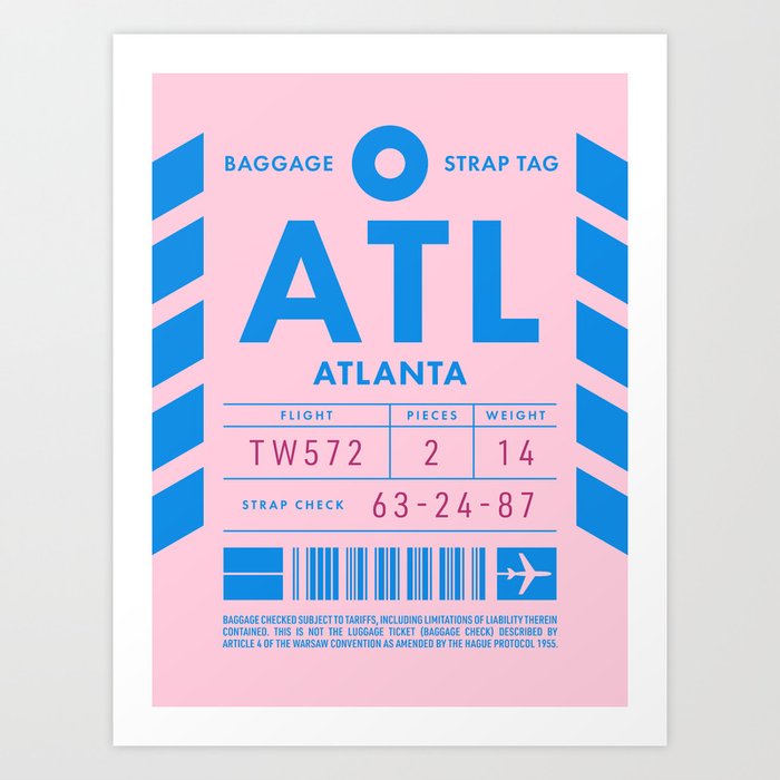 Luggage Tag D - ATL Atlanta USA Art Print