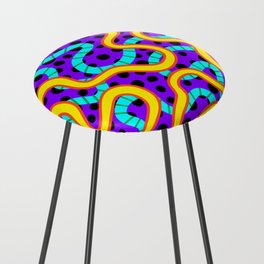 Abstract colorful neon print seamless pattern illustration Counter Stool