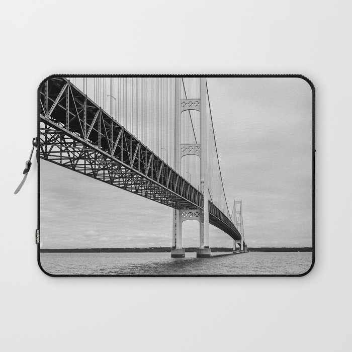 Mackinac Bridge, black and white photography Laptop Sleeve