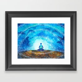 human meditate mind mental health yoga chakra spiritual healing watercolor painting illustration design Framed Art Print