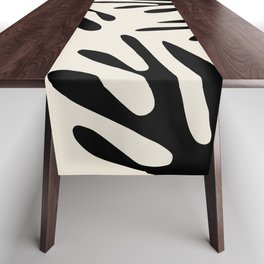 Ailanthus Cutouts Abstract Pattern Black and Cream Table Runner