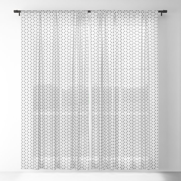 Black and White Basket Weave Shape Pattern - Graphic Design Sheer Curtain