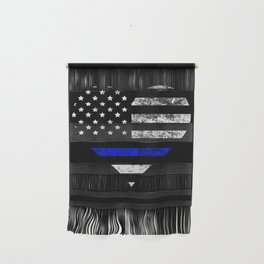 Thin Blue Line Police Officer LEO USA America Flag Heart Gift Cop Sherrif Blue Lives Matter Wall Hanging