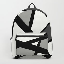 Geometric Line Abstract - Black Gray White Backpack