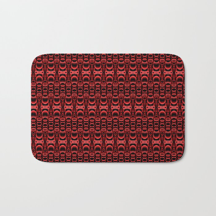 Dividers 07 in Red over Black Bath Mat