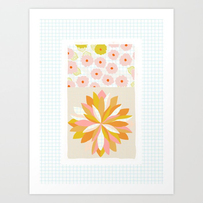 dahlias & daisies Art Print