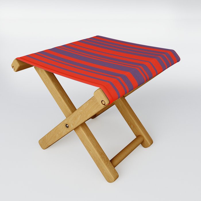 Elegant Stripes Chaotic Stripes Red Purple Violet Folding Stool