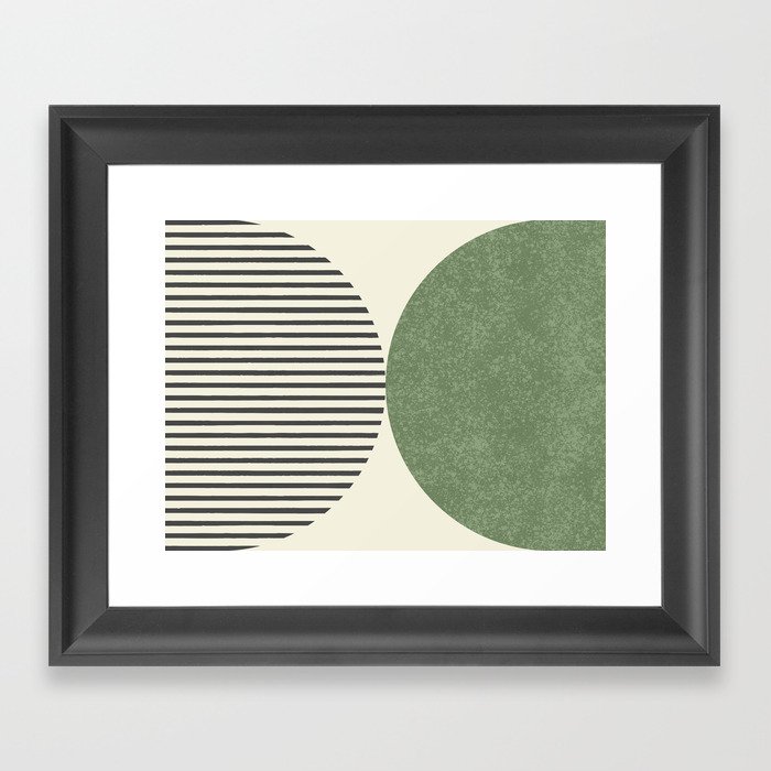 Semicircle Stripes - Green Framed Art Print