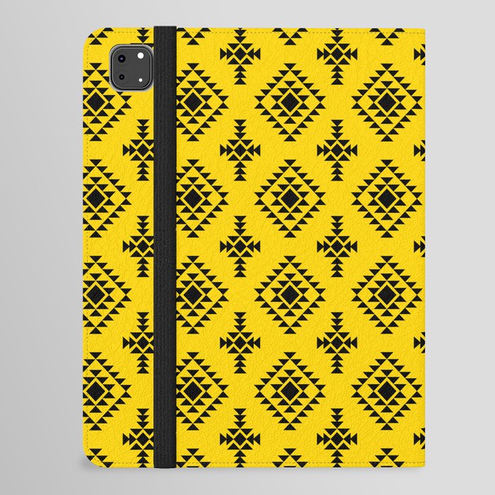 Yellow and Black Native American Tribal Pattern iPad Folio Case