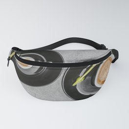 Cafe two espresso cups top view Fanny Pack