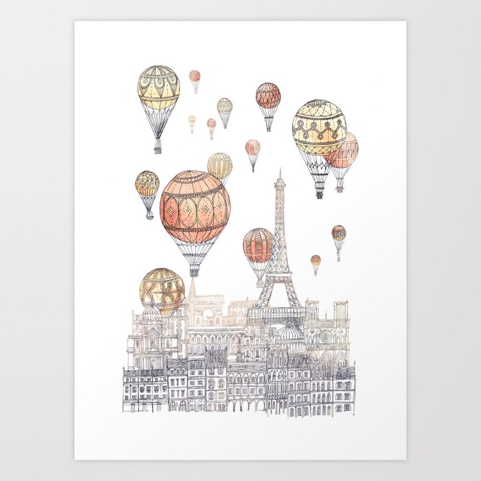 Voyages Over Paris ~ Refresh Art Print