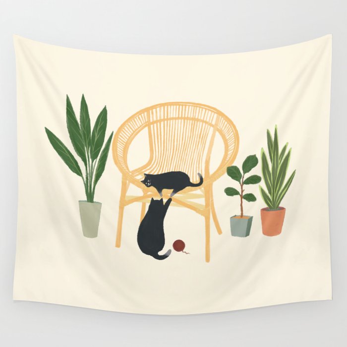 Lazy cat 3 play with meow  Wall Tapestry