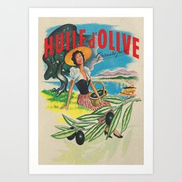 Huile d'Olive. Olive Oil - retro vintage poster Art Print