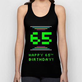 [ Thumbnail: 65th Birthday - Nerdy Geeky Pixelated 8-Bit Computing Graphics Inspired Look Tank Top ]