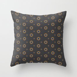 Orange-White Circles on Black Pattern Throw Pillow