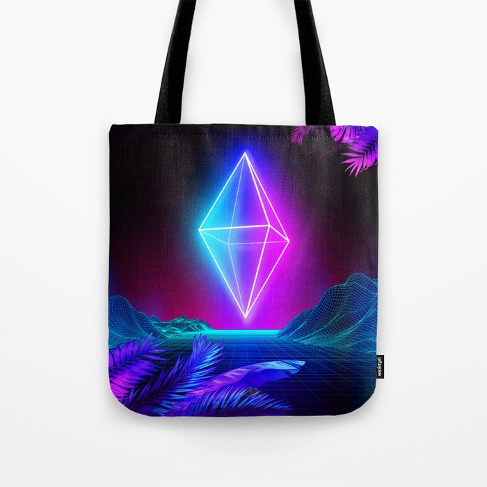 Neon landscape: Synth Crystal Tote Bag