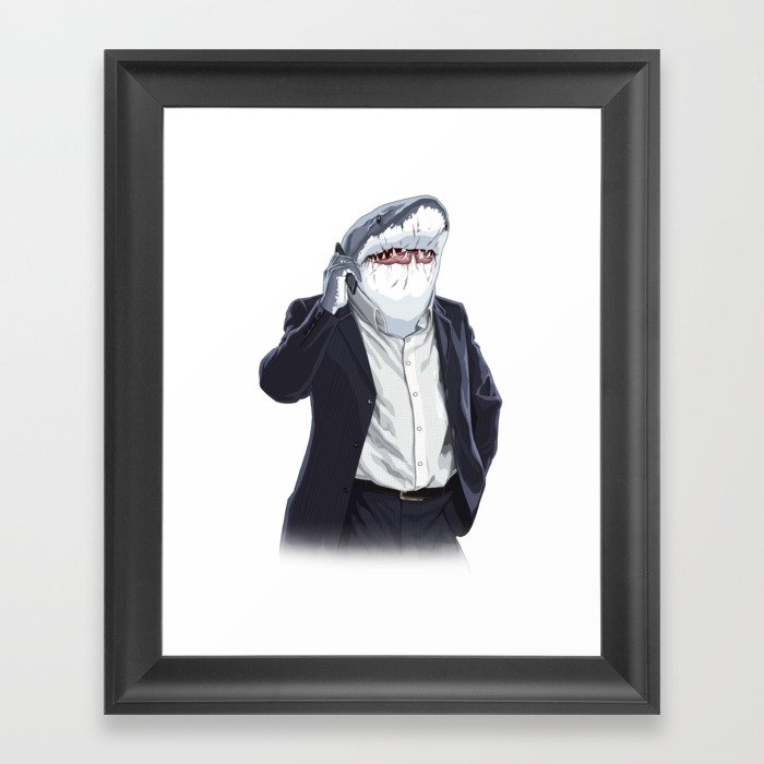 Shark Businessman Framed Art Print