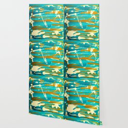 Blue Gold Swirl Wallpaper