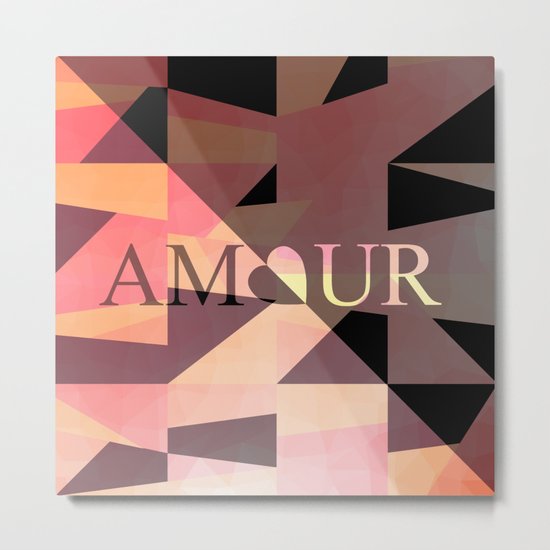 Amour Love Heart Cubic Design Metal Print