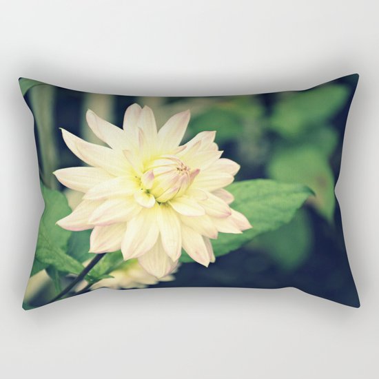 White dahlia retro Rectangular Pillow