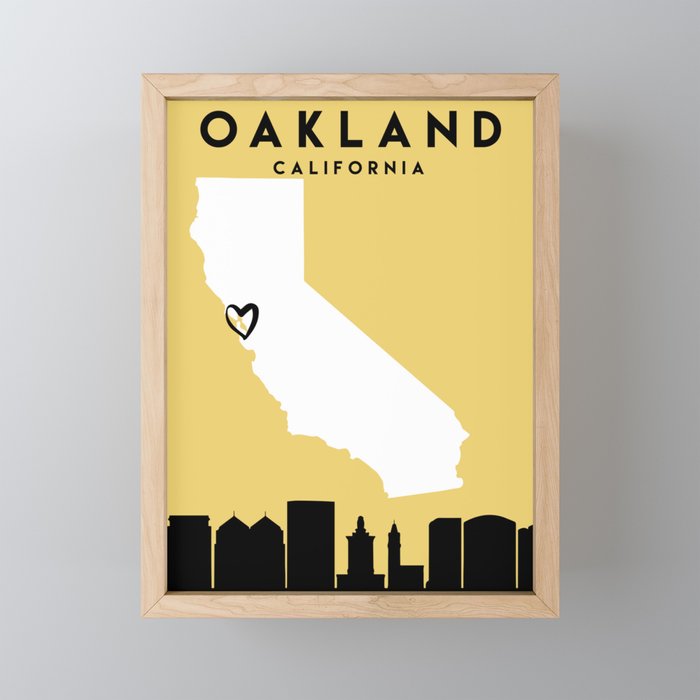 OAKLAND CALIFORNIA LOVE CITY SILHOUETTE SKYLINE ART Framed Mini Art Print