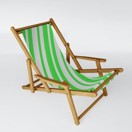 [ Thumbnail: Lime Green & Light Grey Colored Lines Pattern Sling Chair ]
