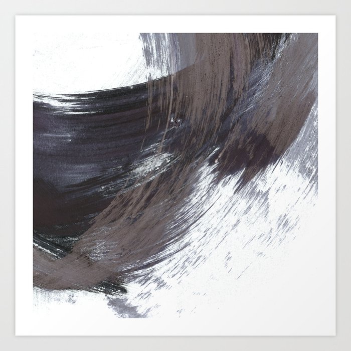 Gestural Brush Strokes Painting In Navy Blue And Grey Art Print By Mininst Society6