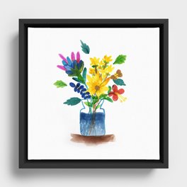 Bunch of flowers in the glass pot Framed Canvas
