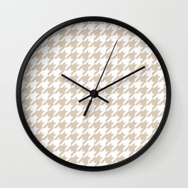 Houndstooth: Beige & White Checkered Design Wall Clock