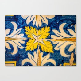 Blue and yellow Portuguese tile, azulejo Canvas Print