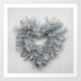 Grey Feather Heart Art Print