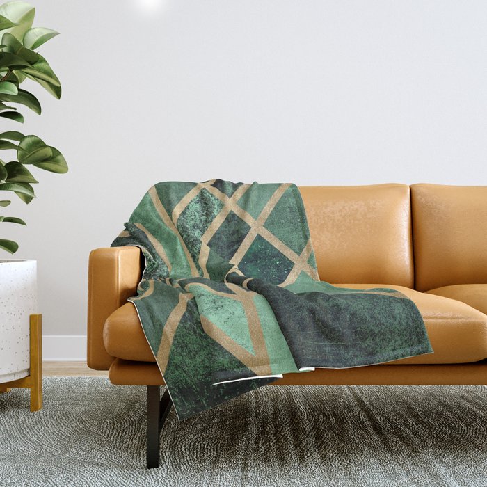 Art Deco Emerald Throw Blanket