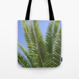 Tropical palmtree - green blue leaves mediterranean travel photography Tote Bag