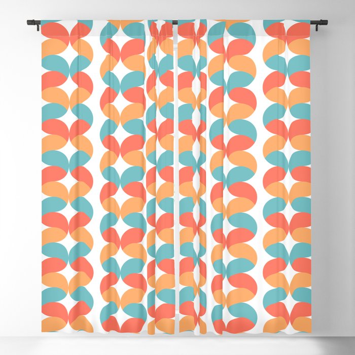 Colorful abstract round geometric rows Blackout Curtain