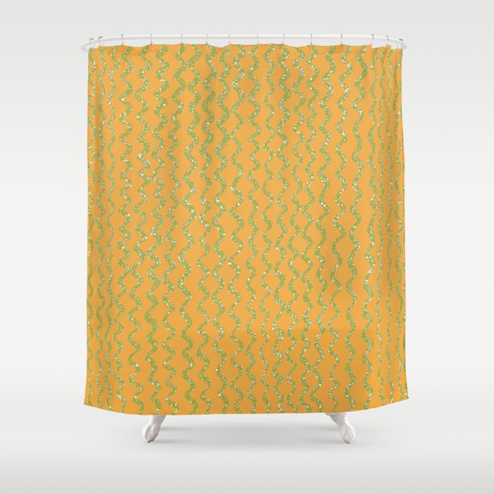 Squiggles In The Sun - Yellow Green Shower Curtain