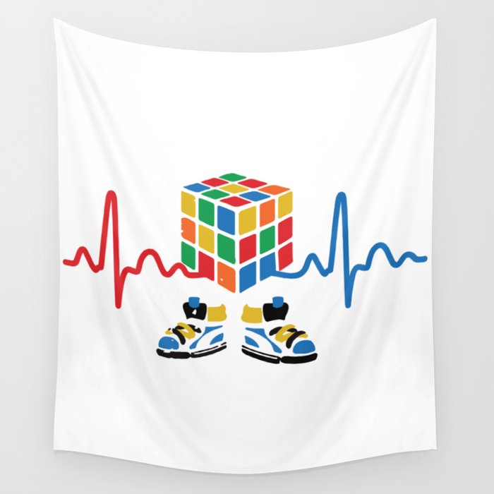 Heartbeat rubik cube / cube lover / cube game Wall Tapestry