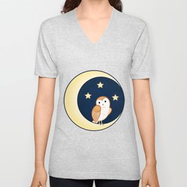 Moon Owl V Neck T Shirt