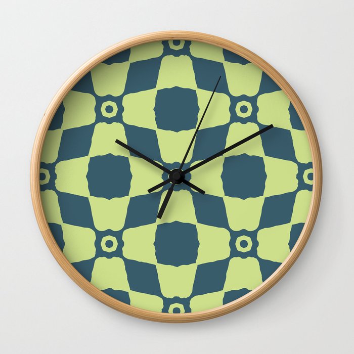 Lime Nouveau Mid Century Pattern Wall Clock