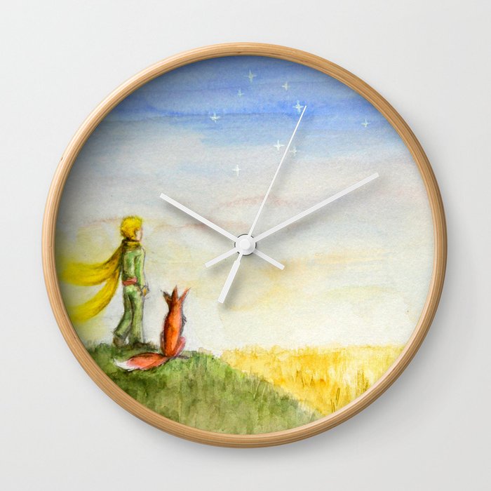 Little Prince, Fox and Wheat Fields Wall Clock