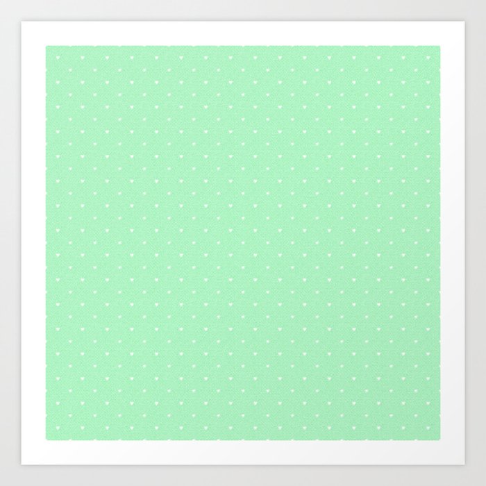 Hearts on Lacy Green Pattern for Valentine's Day Art Print