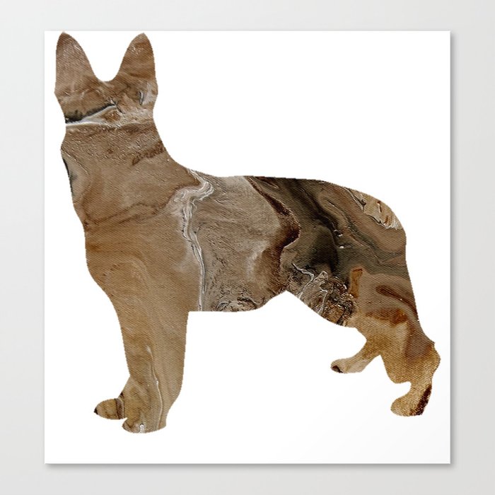 German Shepherd Dog Image Abstract Fluid Art Brown Canvas Print